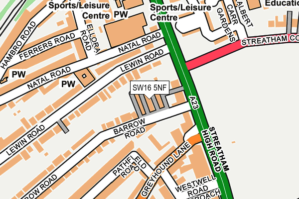 SW16 5NF map - OS OpenMap – Local (Ordnance Survey)