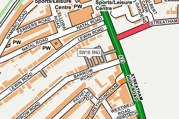 SW16 5NG map - OS OpenMap – Local (Ordnance Survey)