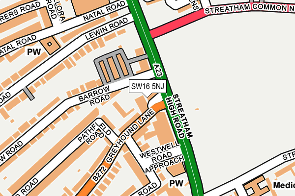 SW16 5NJ map - OS OpenMap – Local (Ordnance Survey)