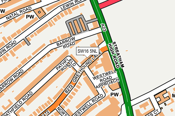 SW16 5NL map - OS OpenMap – Local (Ordnance Survey)