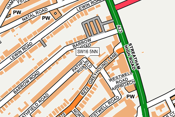 SW16 5NN map - OS OpenMap – Local (Ordnance Survey)