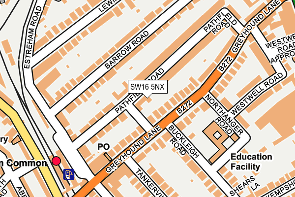 SW16 5NX map - OS OpenMap – Local (Ordnance Survey)