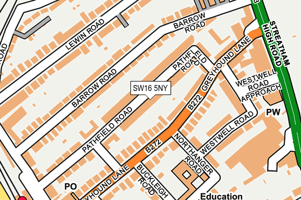 SW16 5NY map - OS OpenMap – Local (Ordnance Survey)