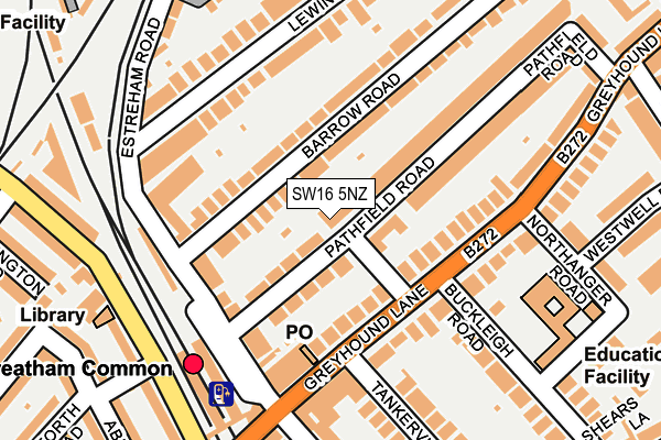 SW16 5NZ map - OS OpenMap – Local (Ordnance Survey)