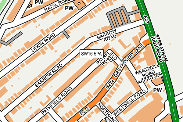 SW16 5PA map - OS OpenMap – Local (Ordnance Survey)