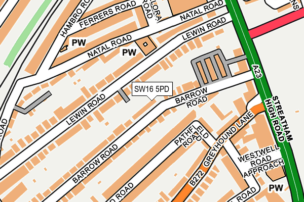 SW16 5PD map - OS OpenMap – Local (Ordnance Survey)