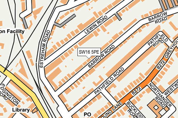 SW16 5PE map - OS OpenMap – Local (Ordnance Survey)