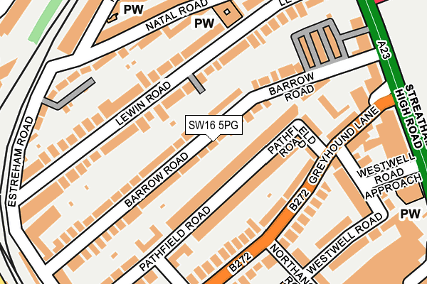 SW16 5PG map - OS OpenMap – Local (Ordnance Survey)