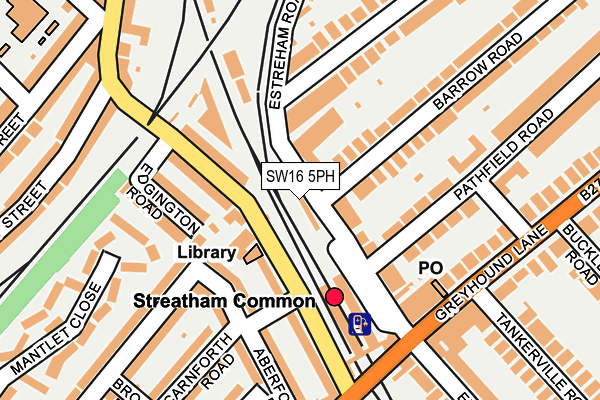 SW16 5PH map - OS OpenMap – Local (Ordnance Survey)