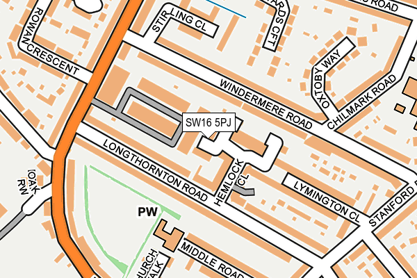 SW16 5PJ map - OS OpenMap – Local (Ordnance Survey)