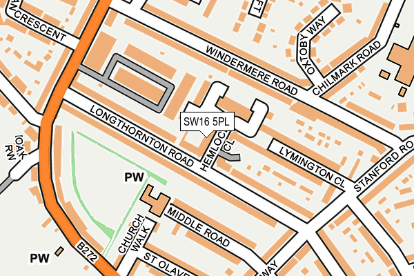 SW16 5PL map - OS OpenMap – Local (Ordnance Survey)