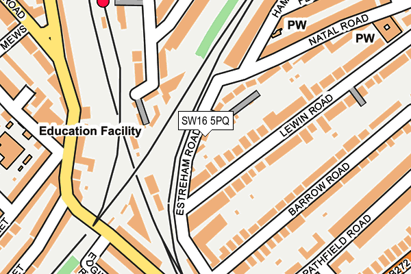 SW16 5PQ map - OS OpenMap – Local (Ordnance Survey)