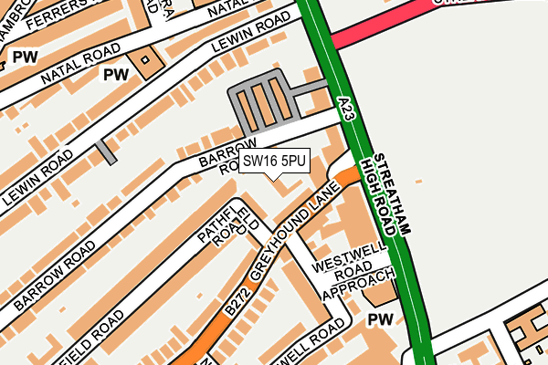 SW16 5PU map - OS OpenMap – Local (Ordnance Survey)