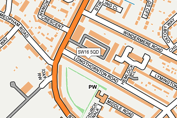 SW16 5QD map - OS OpenMap – Local (Ordnance Survey)