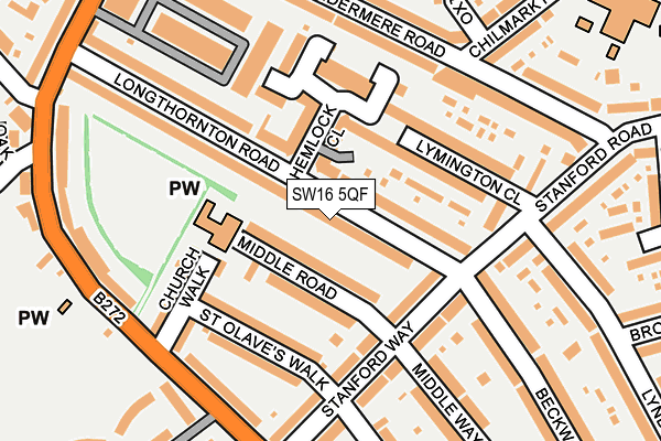 SW16 5QF map - OS OpenMap – Local (Ordnance Survey)