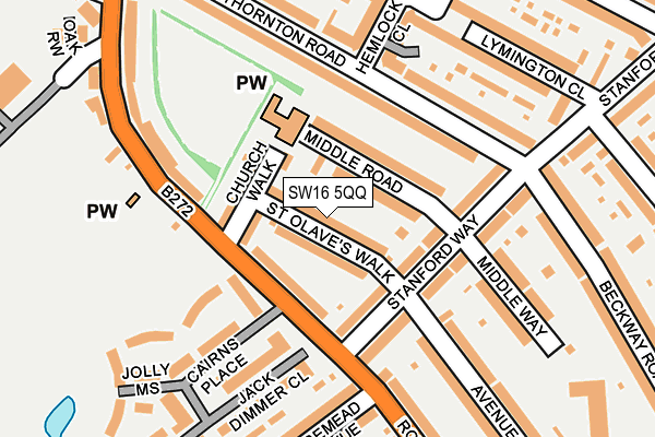 SW16 5QQ map - OS OpenMap – Local (Ordnance Survey)