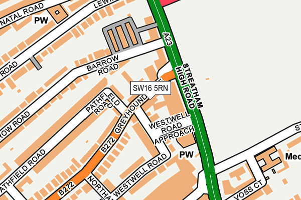 SW16 5RN map - OS OpenMap – Local (Ordnance Survey)