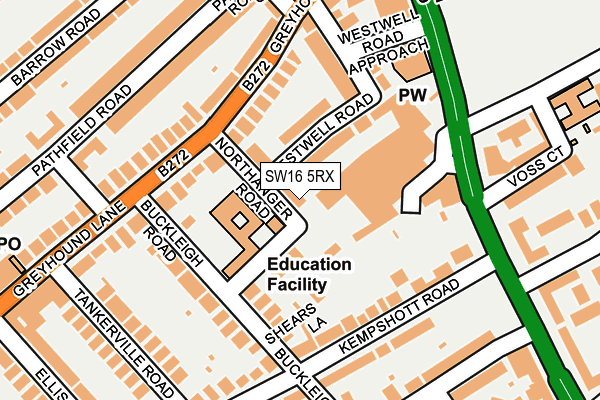 SW16 5RX map - OS OpenMap – Local (Ordnance Survey)