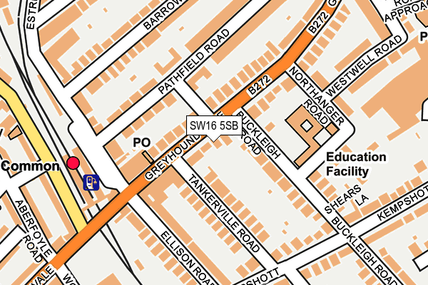 SW16 5SB map - OS OpenMap – Local (Ordnance Survey)