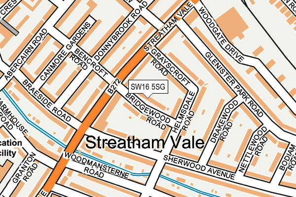 SW16 5SG map - OS OpenMap – Local (Ordnance Survey)