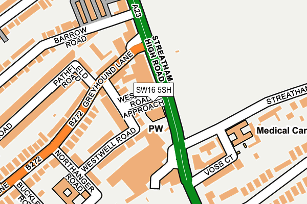 SW16 5SH map - OS OpenMap – Local (Ordnance Survey)