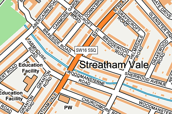 SW16 5SQ map - OS OpenMap – Local (Ordnance Survey)