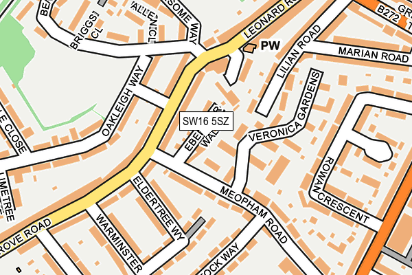 SW16 5SZ map - OS OpenMap – Local (Ordnance Survey)