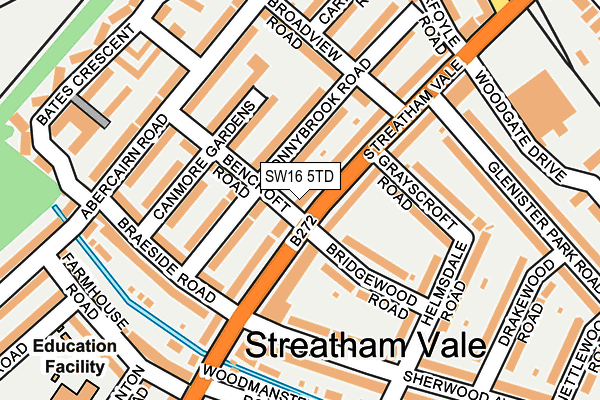 SW16 5TD map - OS OpenMap – Local (Ordnance Survey)