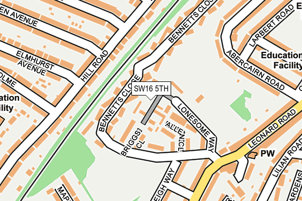 SW16 5TH map - OS OpenMap – Local (Ordnance Survey)