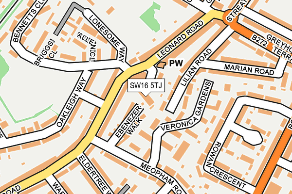 SW16 5TJ map - OS OpenMap – Local (Ordnance Survey)