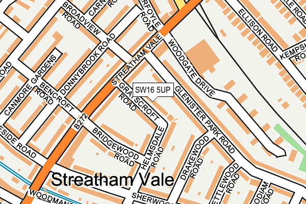 SW16 5UP map - OS OpenMap – Local (Ordnance Survey)