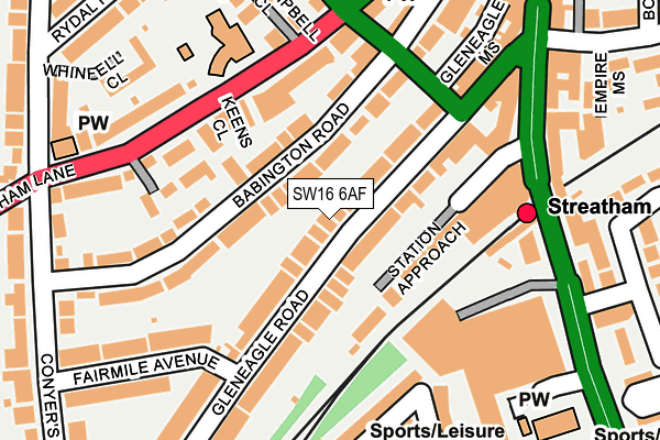 SW16 6AF map - OS OpenMap – Local (Ordnance Survey)