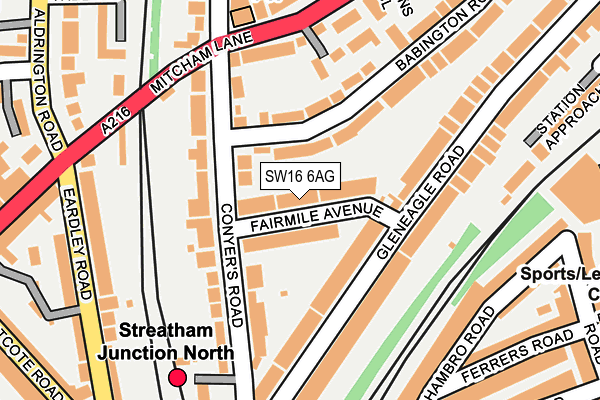 SW16 6AG map - OS OpenMap – Local (Ordnance Survey)