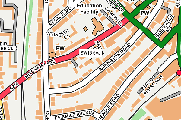 SW16 6AJ map - OS OpenMap – Local (Ordnance Survey)