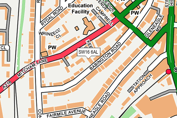 SW16 6AL map - OS OpenMap – Local (Ordnance Survey)