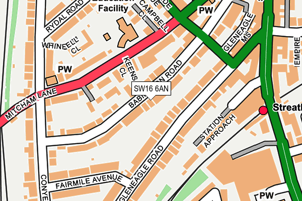 SW16 6AN map - OS OpenMap – Local (Ordnance Survey)