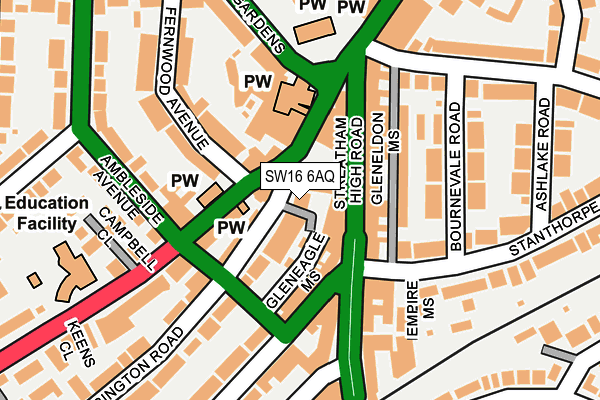 SW16 6AQ map - OS OpenMap – Local (Ordnance Survey)