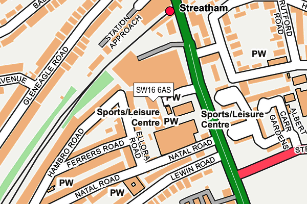 SW16 6AS map - OS OpenMap – Local (Ordnance Survey)