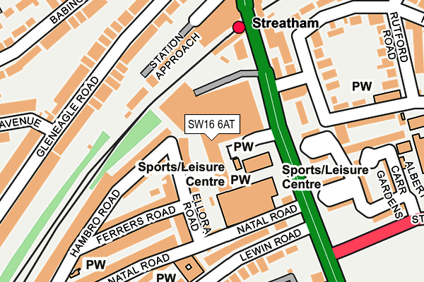 SW16 6AT map - OS OpenMap – Local (Ordnance Survey)