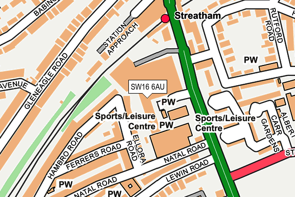 SW16 6AU map - OS OpenMap – Local (Ordnance Survey)