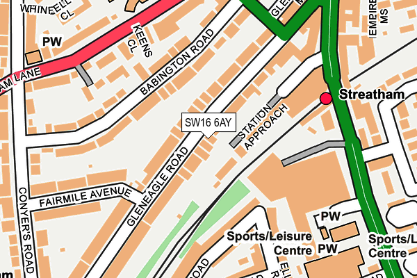 SW16 6AY map - OS OpenMap – Local (Ordnance Survey)