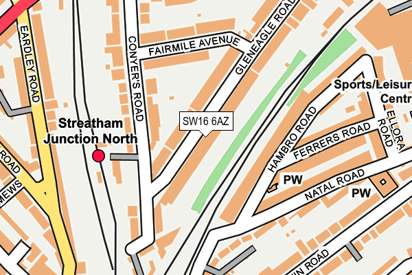 SW16 6AZ map - OS OpenMap – Local (Ordnance Survey)
