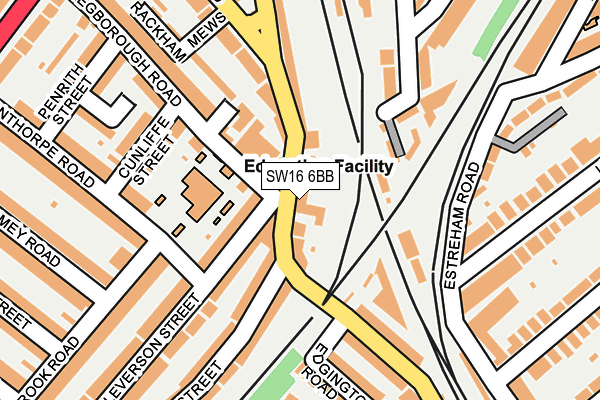 SW16 6BB map - OS OpenMap – Local (Ordnance Survey)