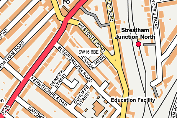 SW16 6BE map - OS OpenMap – Local (Ordnance Survey)