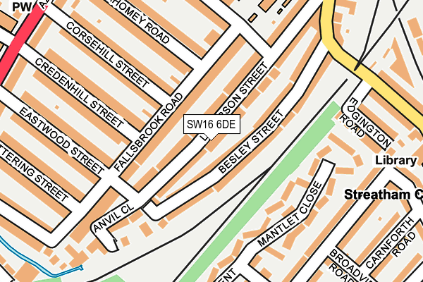 SW16 6DE map - OS OpenMap – Local (Ordnance Survey)