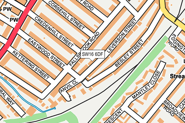 SW16 6DF map - OS OpenMap – Local (Ordnance Survey)