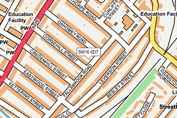 SW16 6DT map - OS OpenMap – Local (Ordnance Survey)