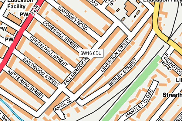 SW16 6DU map - OS OpenMap – Local (Ordnance Survey)