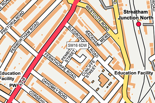 SW16 6DW map - OS OpenMap – Local (Ordnance Survey)