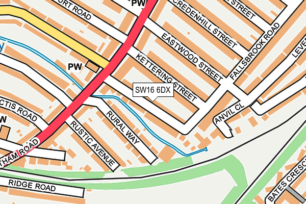 SW16 6DX map - OS OpenMap – Local (Ordnance Survey)